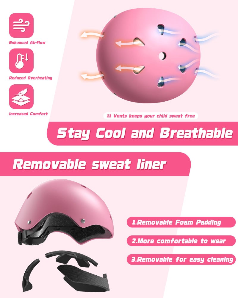 DARME Kids Bike Helmet Set  Adjustable Helmet for Ages 3-15 Year Boys Girls  Helmet Pad Set with Knee and Elbow Pads for Bike  Roller  Skating  Scooter  Longboard and More Sports - Image 4